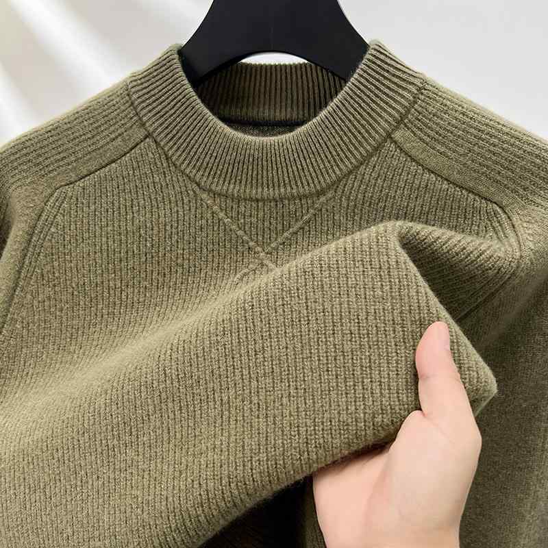 メンズ 編み物ティーシャツ 二分の一ハイネック 冬用 保温 朦朦たる 無地 羊毛原料品 心地好い 口さかしい 成年者表現スタイル 向け 普段使い走り 優しいこと パステル色の着心地