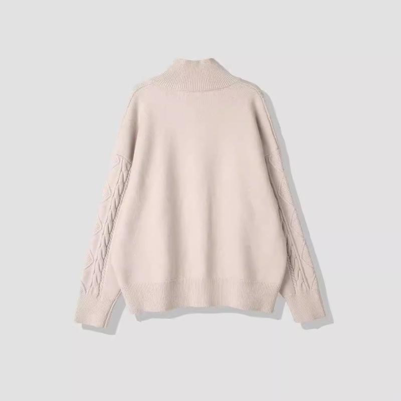 カーディガン 秋冬 ニット ゆったり シンプル レトロ ケーブル編み 厚手 折り返し タートルネック 単色 無地 カジュアル 普段使い 暖か 柔らかい 着回し