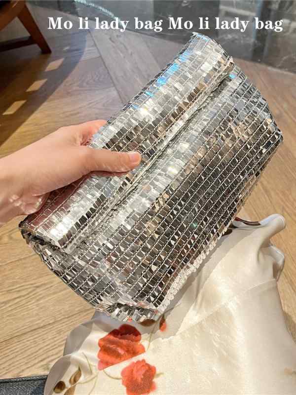 レディース クラッチバッグ アルミパイエット 輝くシーケンス 手持ち イブニングパーティー用 スタイリッシュ メタリック 女性用 ハンドバッグ ポシェット 夜会 フラッシュ ファッション