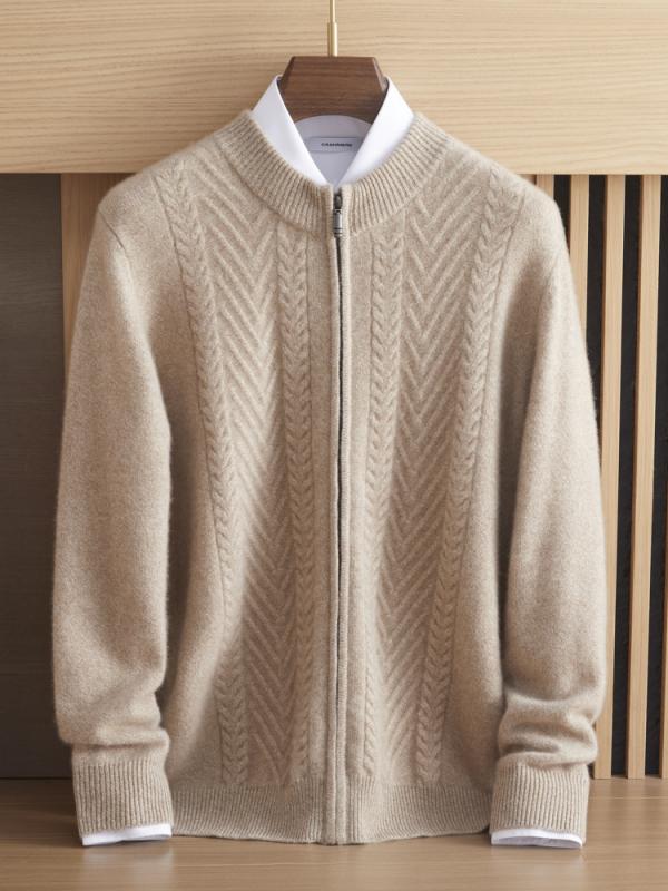 カーディガン メンズ 厚手 カシミヤ 長袖 ゆったり ジッパー 丸首 開襟 ニット セーター 保温性 柔らかい 素材 暖かみ トップス
