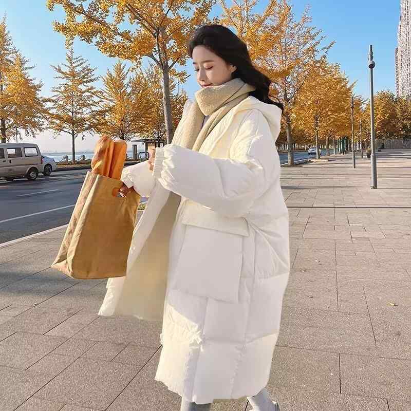 レディース ダウンコート 中長丈 ゆったり 暖か 厚手 保温 アウター コットン混 冬用 フィット ミドル丈 防寒 スタイリッシュ