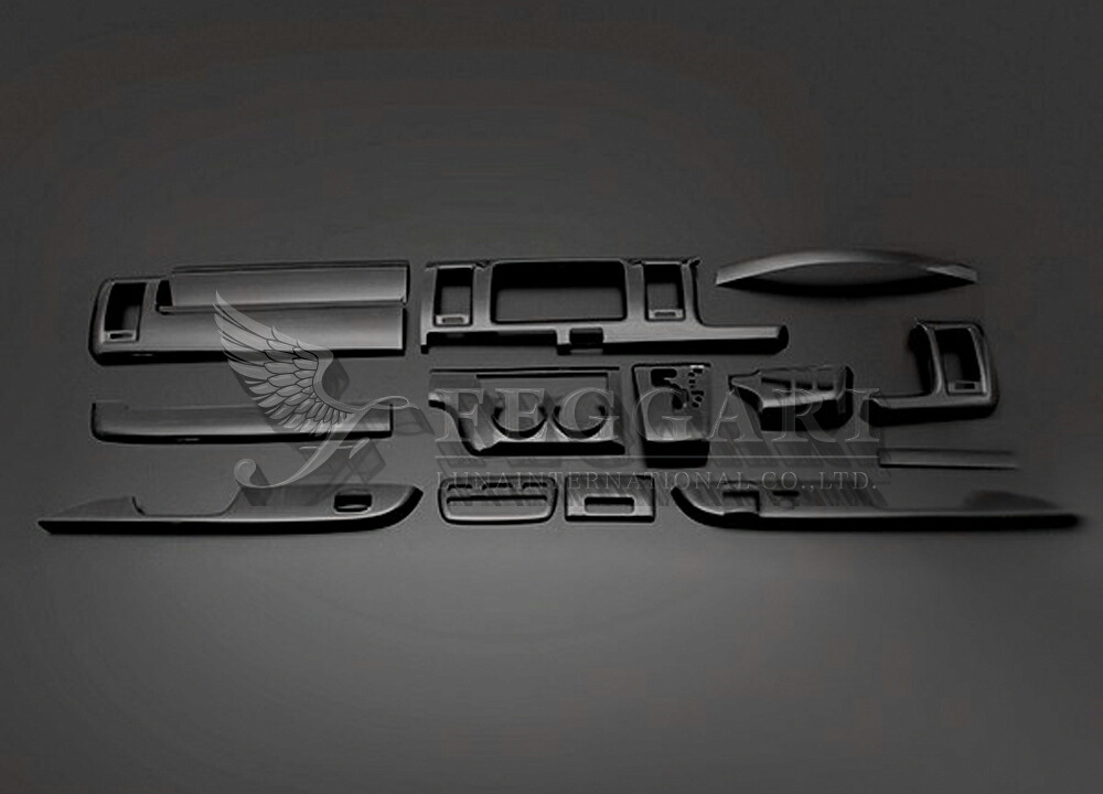 ハイエース/レジアスエース 200系(TRH2##/GDH2##/KDH2##) 1-3型 標準ボディ 黒木目 15ピース 3D立体 インテリアパネル 高品質 / フェガーリ FEGGARI ルナ インターナショナル LUNA