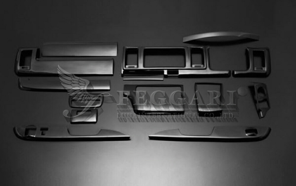 ハイエース/レジアスエース 200系(TRH2##/GDH2##/KDH2##) 4型以降 コミューター用 ピアノブラック 15ピース 3D立体 インテリアパネル 高品質 / フェガーリ FEGGARI ルナ インターナショナル LUNA 23,100円