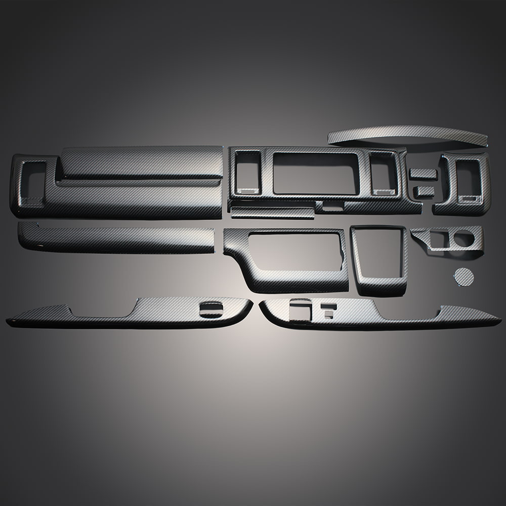 ハイエース/レジアスエース 200系(TRH2##/GDH2##/KDH2##) 4型以降 標準ボディ ウォーベンカーボン 15ピース 3D立体 インテリアパネル 高品質 / フェガーリ FEGGARI ルナ インターナショナル LUNA