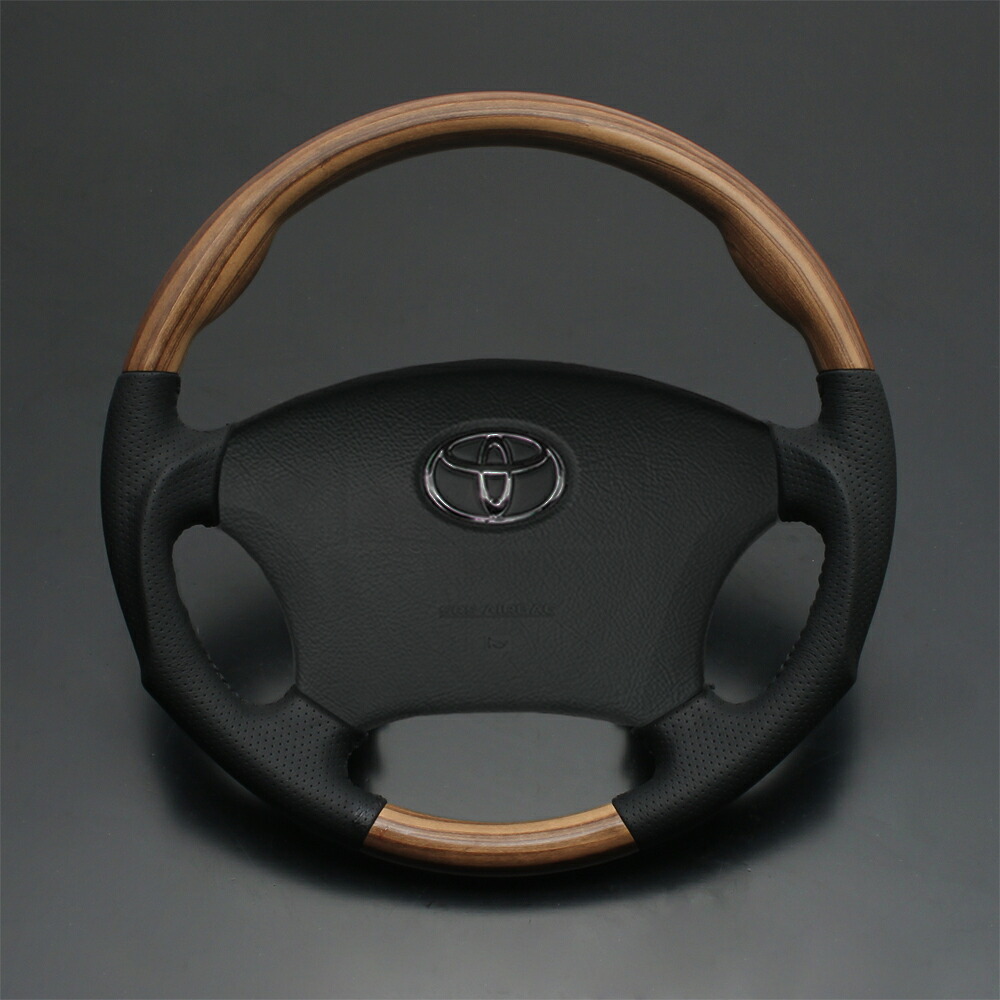 ハイエース/レジアスエース 200系 1～3型 (TRH2##/KDH2##) アッシュブラウン x ダークグレー 艶無し ガングリップ ウッド パンチング本皮調レザーステアリング ヴィンテージ風 高品質 / フェガーリ FEGGARI LUNA 22,649円