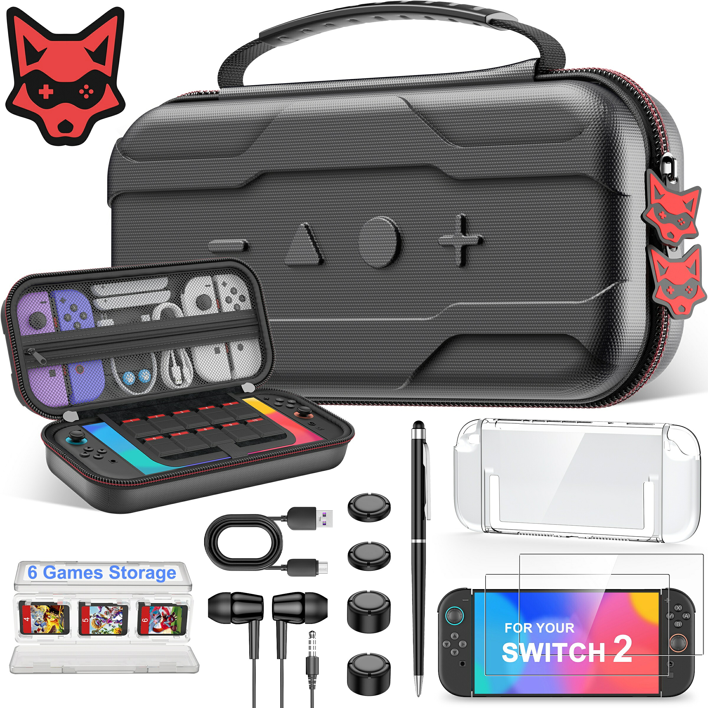 【P10倍＋300円クーポン】 BEBONCOOL Nintendo Switch用 収納ケース アクセサリー 8 in 1セット アクセサリバンドル 収納ケース 有機ELケース Switch2ケース バッグ ニンテンドー 有機ELカバー BEBONCOOL 軽量 耐衝撃 EVAポーチ ゲームカード Switch/有機EL/Switch2対応