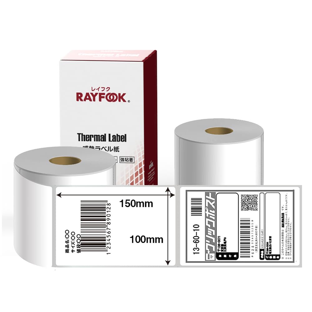 RAYFOOK 感熱ラベルシール クリックポスト対応 A6サイズ相当100×150mm サーマルラベルプリンター用 業務用 強粘着 耐水。FBA出品者向け配送ラベル、日本郵便 clickpost 、配達 小包 物流、レターパ|felicitastore