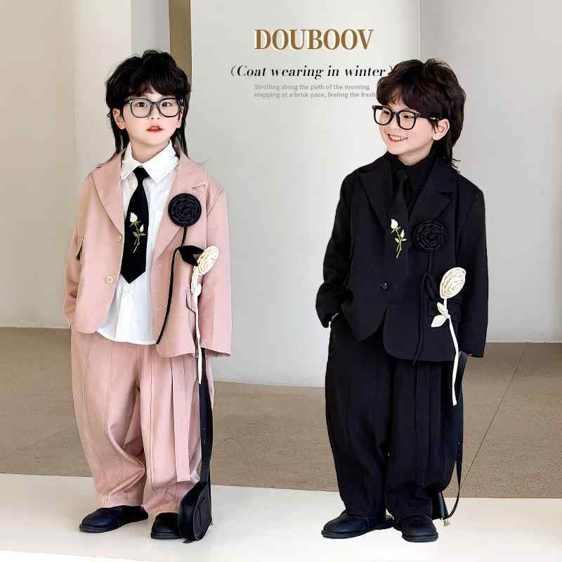 子供服 男の子 スーツ セット 春 イギリス風 ゆったり フォーマル ルーズフィット 子供用 礼服 ボーイズ 春物 セットアップ 軽量 伸縮性 通学用 パーティー用