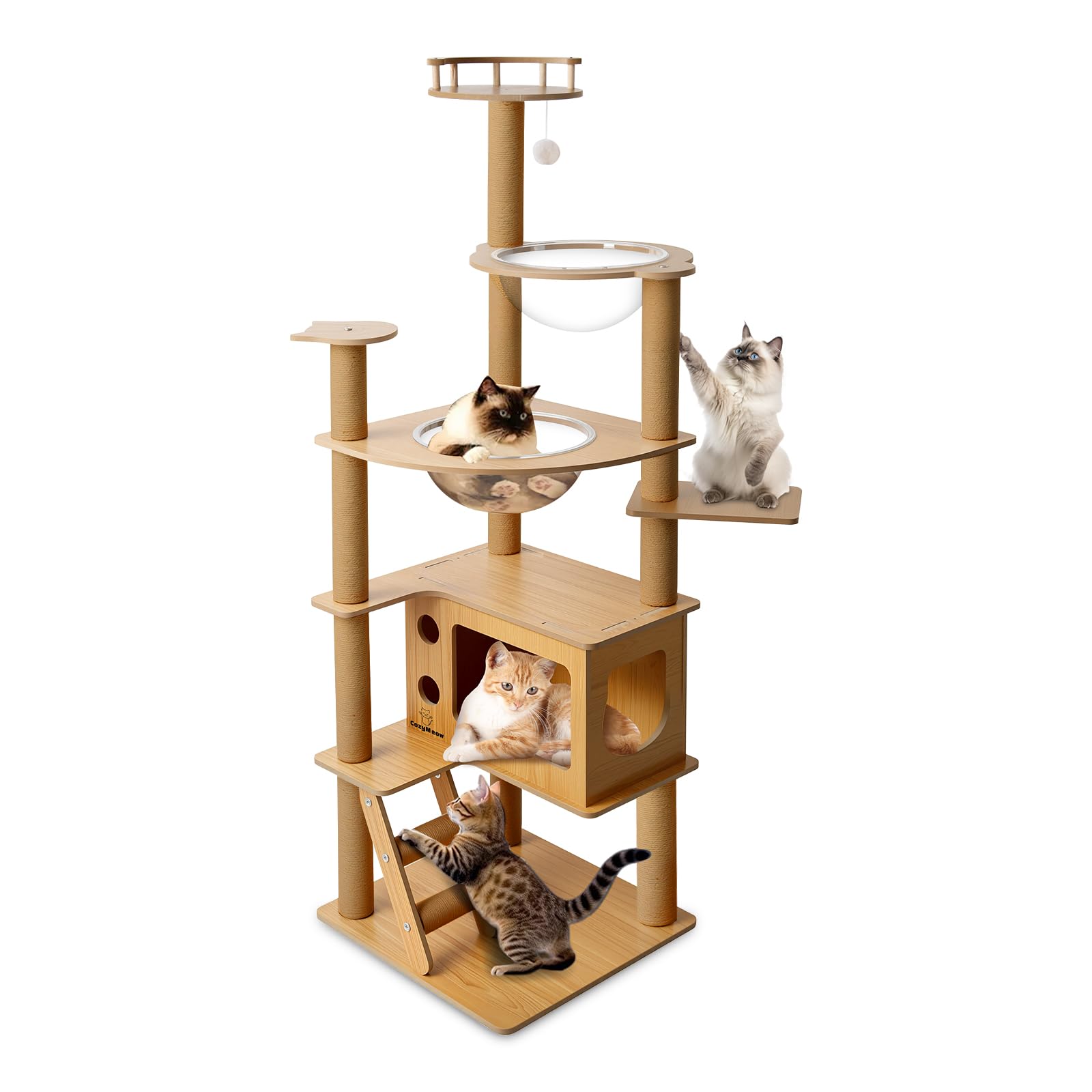 キャットタワー 木製 スリム 宇宙船 据え置き 厚さを増した板材 キャットハウス つめとぎ 猫 大型猫用 爪とぎ キャットウォーク 多頭飼い 人気 猫タワー おしゃれ かわいい ねこ キャットス｜felicitastore