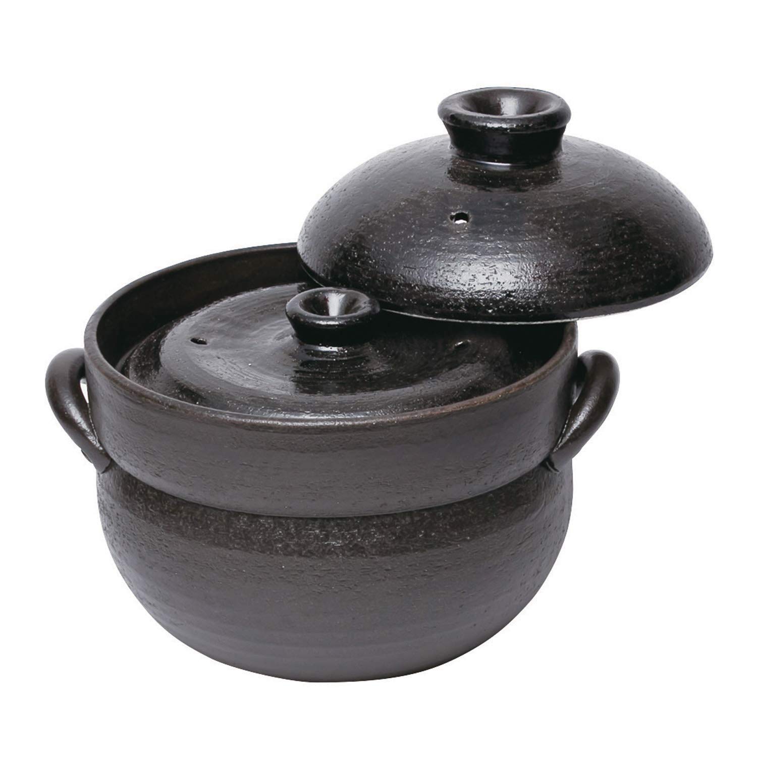 万古焼 炊飯鍋 (中蓋付) 黒釉|felicitastore