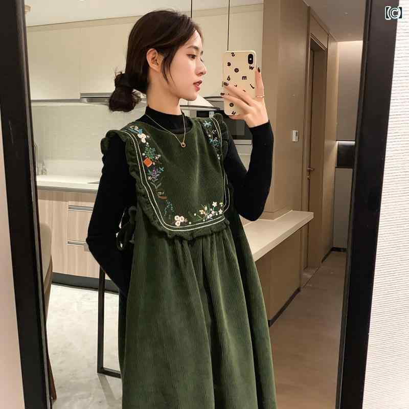 ニット レディース セットアップ セーター ワンピース 墨緑色 コーヒー色 ゆったり 9分袖 7分丈パンツ 春秋 ストリート