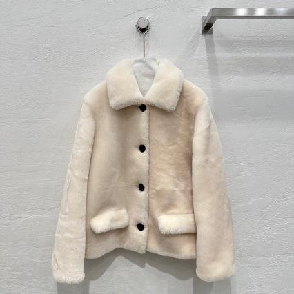 コート 秋冬 ラペル メリノウール 羊毛 毛皮一体 落肩 ゆったり 暖か 軽量 防寒 ロング丈 高級感