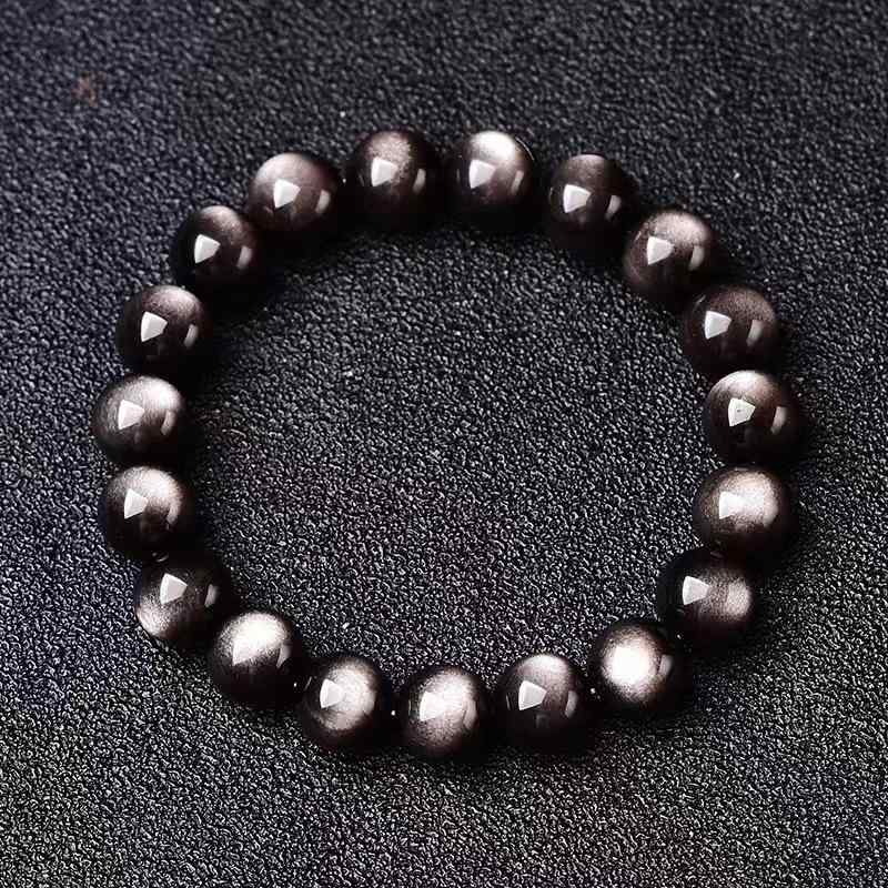 ブレスレット 天然 黒曜石 銀曜石 メンズ レディース ユニセックス 天然石 アクセサリー ファッション ジュエリー シンプル デザイン