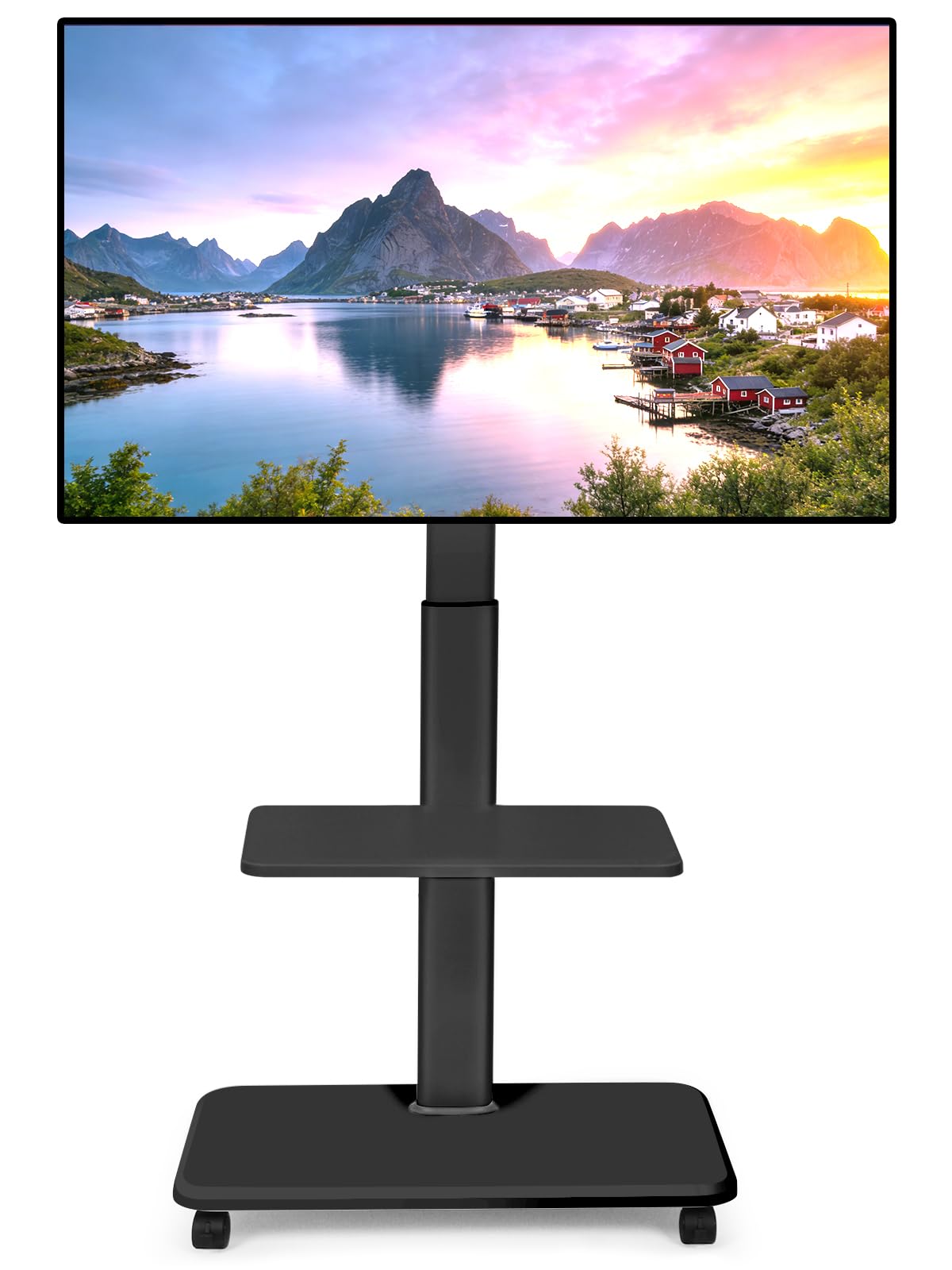 キャスター付きテレビスタンド 32~70インチ対応 高耐久モバイルテレビカート LCD LED OLED フラットパネルスクリーン スマートボード対応 最大100ポンドまで対応 キャスター付きポータブルテ｜felicitastore