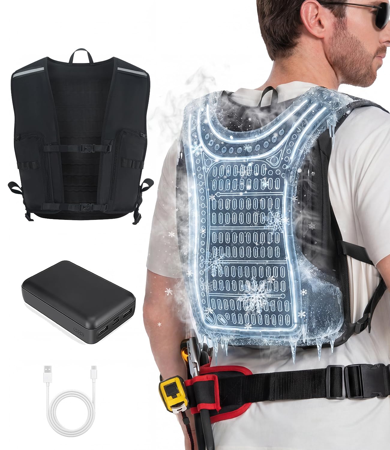 [Zynora] 【2026新進化・最大-20℃冷感・最大36H保冷】冷水服 水冷ベスト 1438cm広範囲冷却 10000mAhバッテリー付き 冷却ベスト 氷水循環 軽量 薄型 熱中症対策 男女兼用 作業着 工事現場 バイク 農｜felicitastore