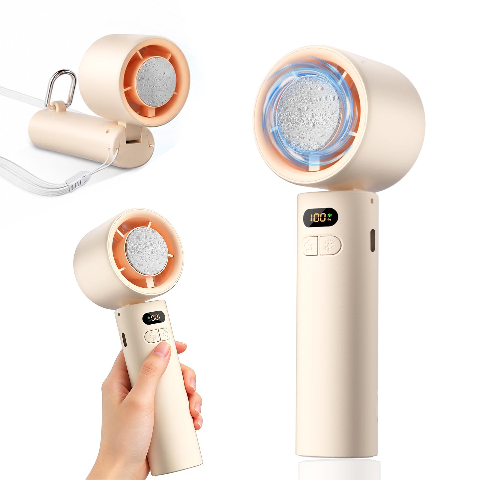 ハンディファン 冷却プレート【2026新モデル・超高速暴風・-25℃瞬間冷却!】携帯扇風機 8000mAh大容量バッテリー ハンディ扇風機 折り畳み 手持ち扇風機 5段階風力調節 手持ち/首掛け/卓上/｜felicitastore