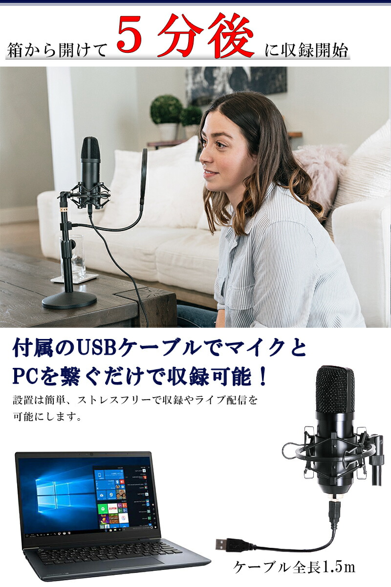 マイク コンデンサーマイク 配信セット セット Pc Usb テレワーク Zoom スタンド パソコン マイクセット 配信 実況 マイクスタンド Windows Mac 対応 Butlerchimneys Com