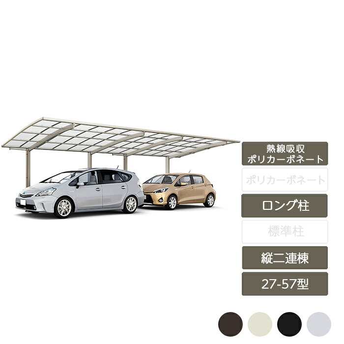 鉄道車両界面 2台用 リクシル LIXIL【ネスカF レギュラー 縦2連棟 27-57型 ロング柱H25 熱線吸いいれるポリカーボネート】