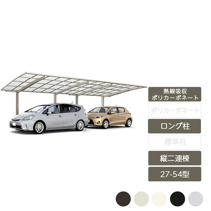 鉄道車両界面 1台用 リクシル LIXIL【ネスカR レギュラー 縦2連棟 27-54型 ロング柱H25 熱線吸いいれるポリカーボネート】