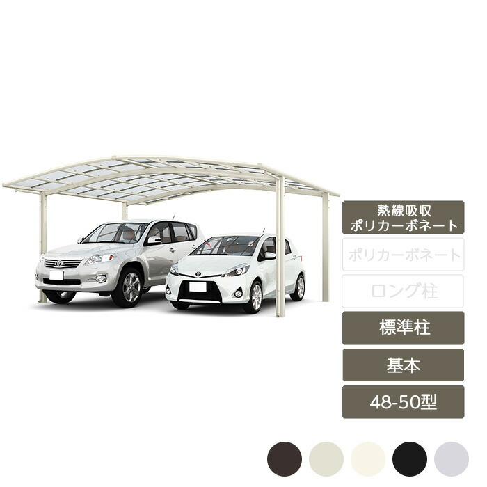 ネスカr ワイド 基本 48 50型 標準柱 H22 熱線吸収ポリカーボネートカーポート 2台用 リクシル Lixil Hostalbuenosaires Cat
