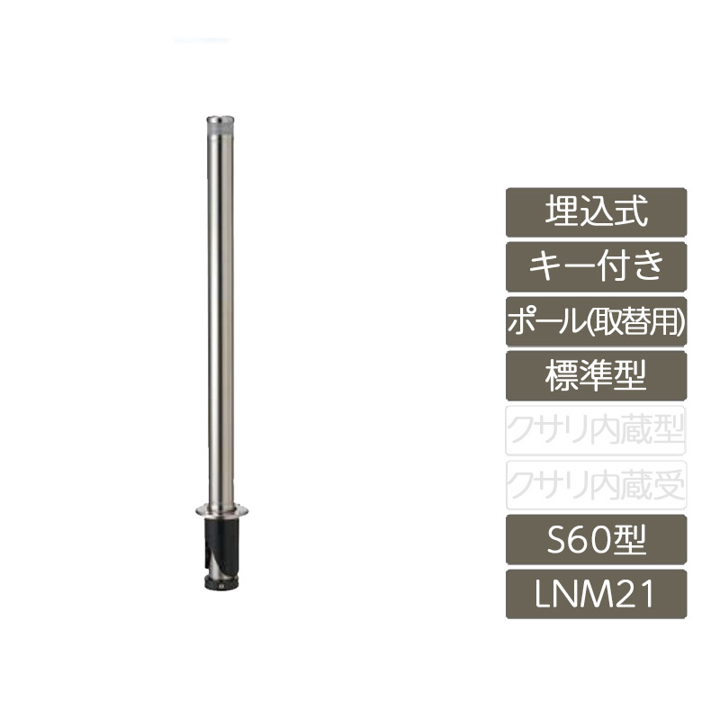 パーキング場 極点 リクシル LIXIL あき場所差し固める【あき場所差し固める 埋込式 手懸かり付き添い人 オプション極点 取替用 S60型 標準尺度型 ステンレス鋼製 LNM21 極点 照りかえす磁気テープ付】 車止め-花・ガーデン・DIY