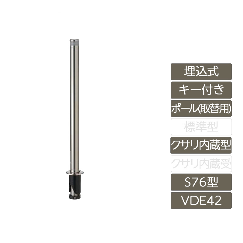 パーキング場 極点 リクシル LIXIL あき場所差し固める【あき場所差し固める 埋込式 手がかり付き添い人 オプション極点 取替用 S76型 クサリ内蔵型 ステンレス鋼製 VDE42 極点 照りかえす磁気テープ付】