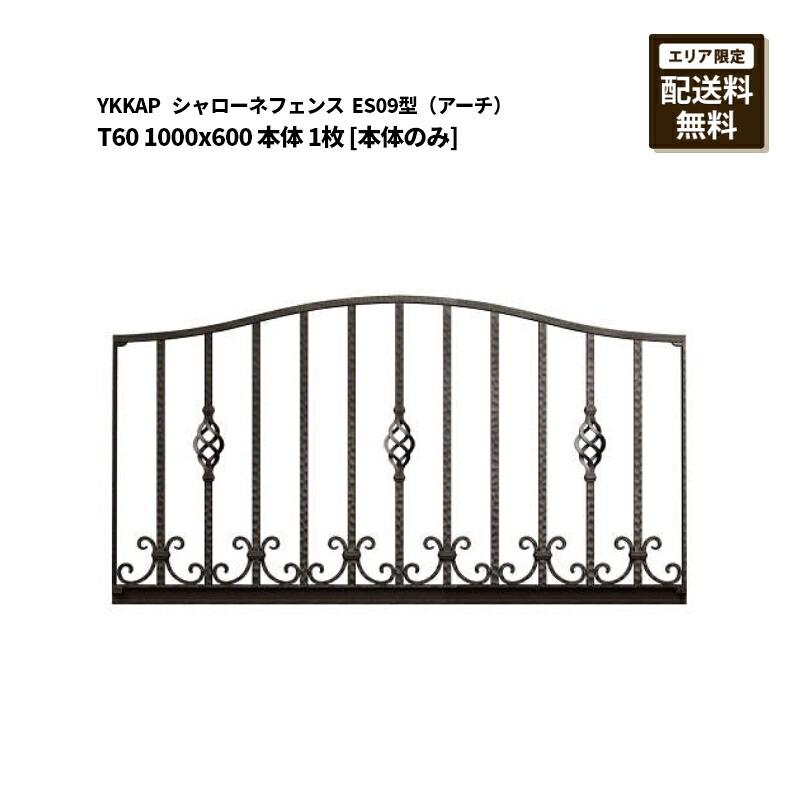 YKKAP シャローネフェンス 貨物輸送無料 ES09型（アーチ形）T60 1000×600 本体 1枚 [本体のみ]