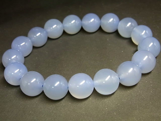 力強さ石ころ 天然石 ブルーカルセドニ 青玉髄 腕輪 12.5粍  【Felistone】 ChalcedonyB07