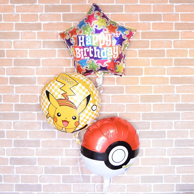 楽天市場 ポケットモンスター バースデーバルーンギフト 誕生日 ヘリウム キャラクター ヘリウムガス ピカチュウ バルーン 風船 プレゼント お祝い 名前入 送料無料 Balloon Art Feliz