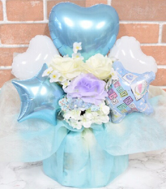 メッセージ付おむつケーキバルーン【出産 おむつ 男の子 お祝い バルーン 誕生日 赤ちゃん パンパース 送料無料】