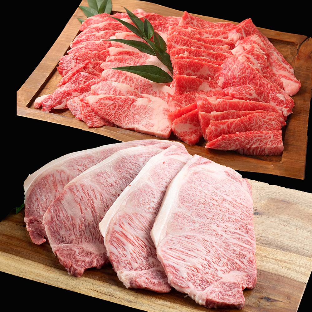 三大和牛 日本最古の歴史が育む 滋賀 「徳志満」 近江牛焼肉・ステーキ (ステーキ 150g&times;4枚 焼肉 バラ 1kg)｜オアシス商事
