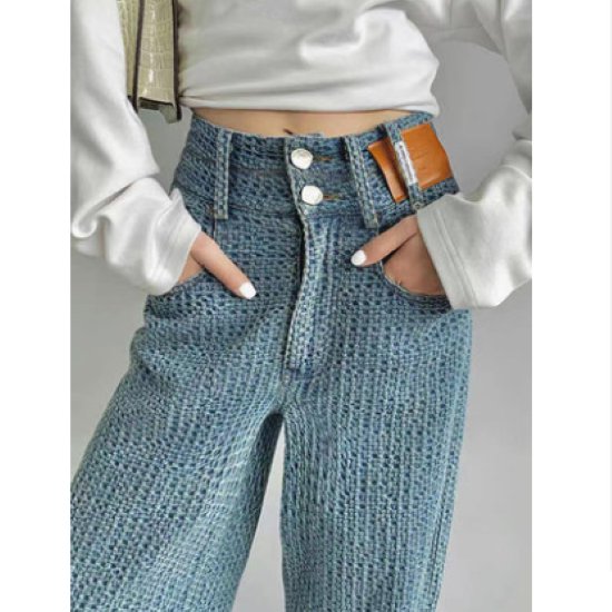 【取寄】ワイドレッグパンツ レディース パンツ ボトムス ワイドパンツ 長ズボン ストレートパンツ ゆったり ルーズシルエット カジュアル お出かけ おしゃれ ポケット ハイウエスト ブルー パンツ