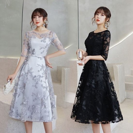 【取寄】パーティードレス ワンピース 花柄 レース ひざ丈 ワンピ結婚式 お呼ばれドレス オルチャンドレス プチプラパーティードレス お呼ばれワンピース オルチャンワンピース 可愛い