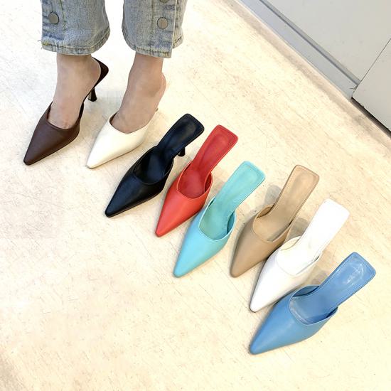 【取寄】サンダル レディース オフィス ヒール ミュール ピンヒール ポインテッドトゥ 綺麗め 美脚 大人カジュアル 可愛い お洒落 お出かけ パーティー デート ディナー 大人女子 ハイヒール 通勤 通学 OL 結婚式 2次会 歩きやすい 痛くなりにくい 疲れにくい 脚長効果