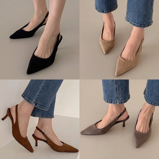 【取寄】パンプス レディースファッション シューズ ハイヒール ポインテッドトゥ スリングバック ベーシックカラー 大人可愛い お洒落 高級感 上品 エレガント感 パーティースタイル 韓国風 20代 30代