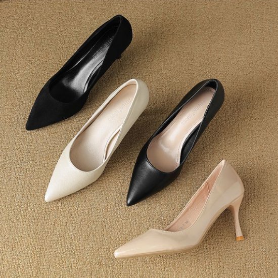 【取寄】パンプス レディース 靴 シューズ ヒール ポインテッドトゥ シンプル 無地 ベーシック オフィス フォーマル きれいめ お呼ばれ OL 美脚 脚長 女性 ファッション 選べるヒール 通勤 お出かけ
