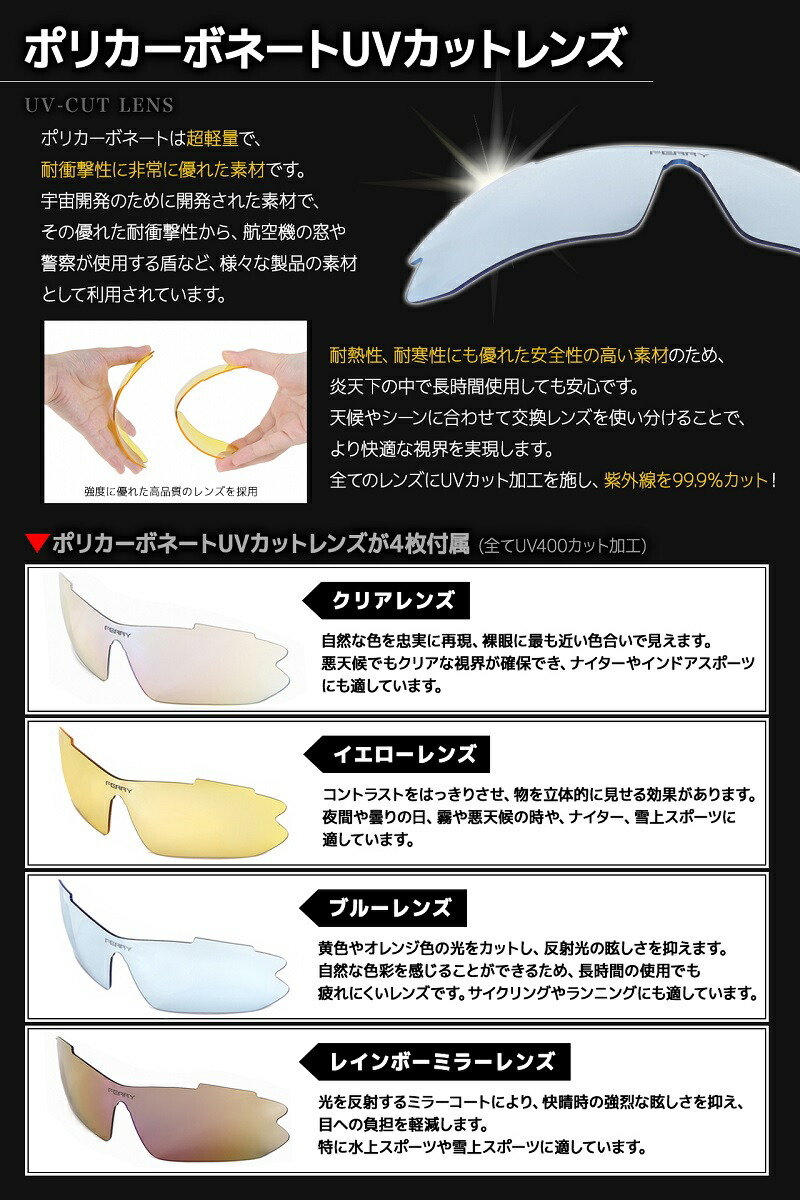 楽天市場 サングラス メンズ Ferry スポーツサングラス 偏光レンズ フルセット 専用交換レンズ５枚 ユニセックス メンズ レディース ７カラー スポーツ用 サングラス アイウェア 偏光グラス Ferry Web Store 楽天市場店