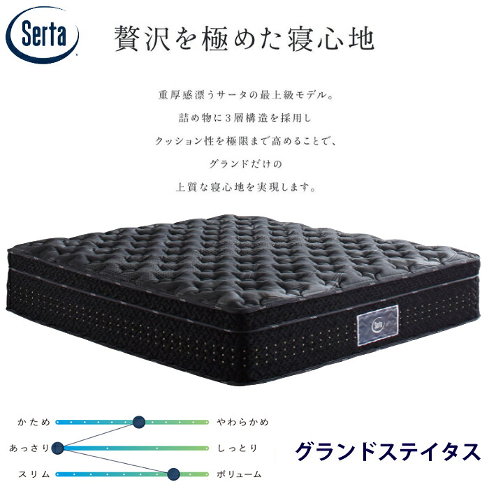 【置き目品】サータ グランドステイタス 大きさ（/なおなお書き/SD/D/Q1/Q2/SK/K1）7.7in 5地方代わり代わり割りつける Serta   乳状液 御前上等感 ヘルシーエアーレット  お買い得 通気性 耐久性