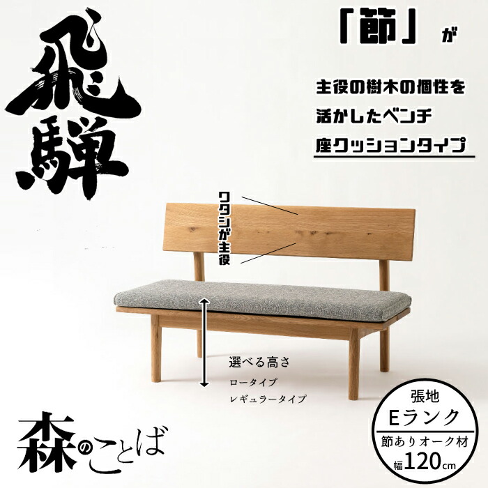 HIDA 夕ご飯長椅子 森のことば 長椅子 120珊 座座布団手合い（張地E位置づける） オーク材材 選べる色つや/選べる高さ 飛騨産業/SN270/SN270H/日本製/10年引きうける/長椅子単体/貨物輸送無料