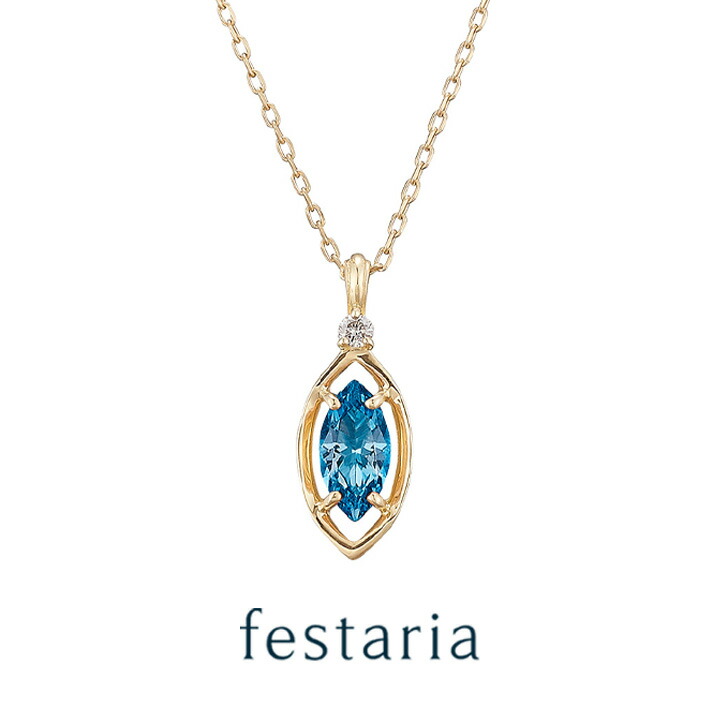 【最大7,000円OFF】～4/10(金)23:59【 festaria bijou SOPHIA 】 ネックレス K18 YG イエローゴールド 18金 ロンドンブルートパーズ ダイヤモンド ダイヤ ギフトジュエリー レディース シンプル 大人 普段使い 誕生日 箱付き ブランド フェスタリア