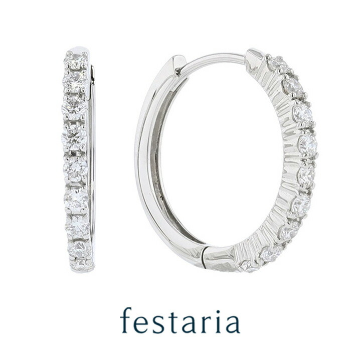 【最大7,000円OFF】～4/10(金)23:59【 festaria bijou SOPHIA 】 ピアス フープ (外径:約14.2mm) pt プラチナ ダイヤモンド ダイヤ ピアス ギフトジュエリー レディース シンプル 大人 普段使い 誕生日 箱付き ブランド フェスタリア ビジュソフィア
