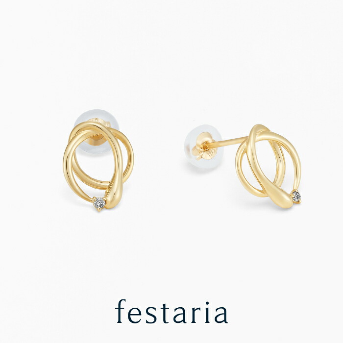 【WEB限定】 festaria bijou SOPHIA ピアス K10 YG イエローゴールド 10金 ヘビ 蛇 ダイヤモンド ギフト プレゼント ジュエリー レディース シンプル 大人 幸運 厄除け 開運 お守り 箱付き ブランド フェスタリア 21,681円