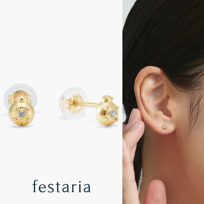 楽天市場】送料無料 両耳用 ピアス テントウムシ 18K 金メッキ