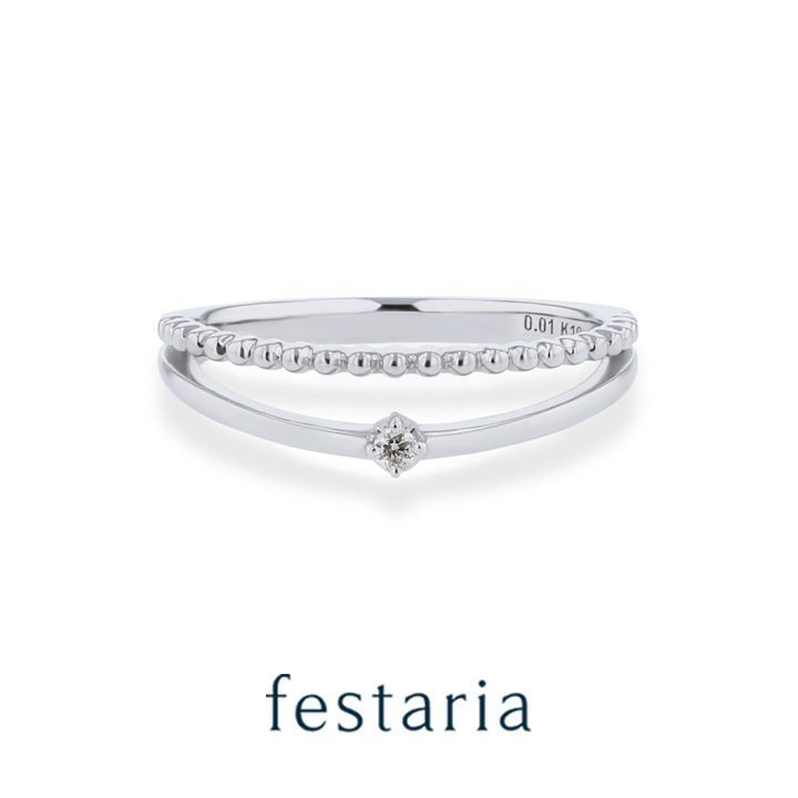【最大7,000円OFF】4/14(火)20:00～4/17(金)9:59【 festaria VOYAGE 】 ピンキーリング K10 WG ホワイトゴールド 10金 ダイヤモンド ダイヤ ギフト プレゼント ジュエリー レディース シンプル 大人 普段使い 誕生日 箱付き ブランド フェスタリア ボヤージュ