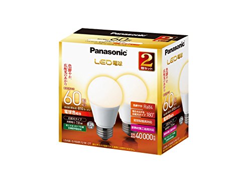 パナソニック LED電球 口金直径26mm 電球60W形相当 電球色相当(7.8W) 一般電球・広配光タイプ 2個入 密閉形器具対応 LDA8L 9,563円