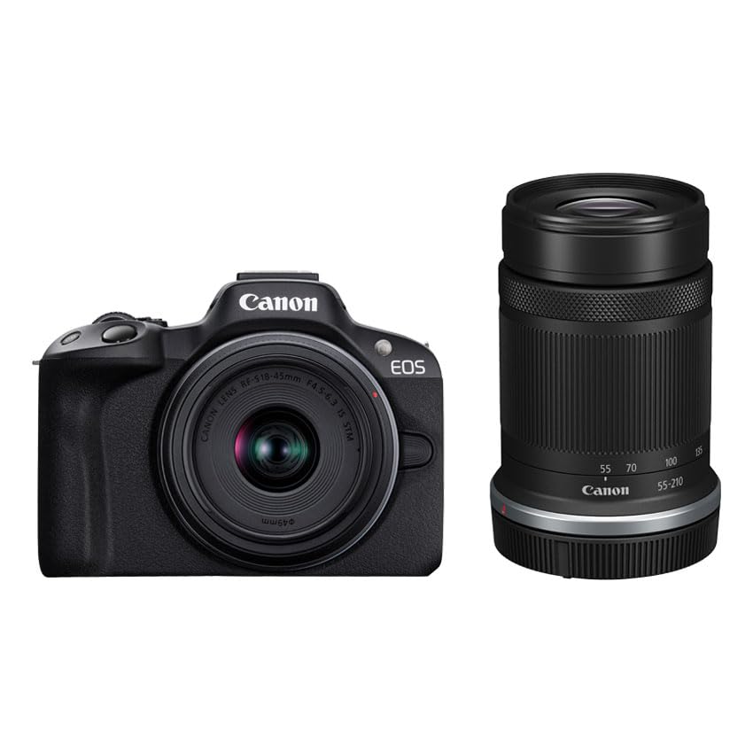 Canon 鏡鑑受け答え一眼写真器 EOS R50 ダブルズームキット(RF-S18-45+RF-S55-210) 黒いこと/APS-C/約375