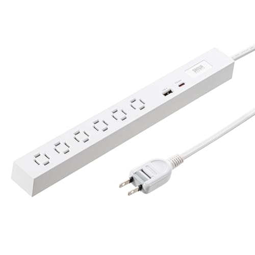 サンワサプライ スリムタップ（AC6個口・A1＋C1・PD33W・1.5m・ホワイト） TAP-SLIM6UC-15W