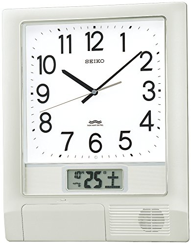 セイコークロック 掛け時計 オフィスタイプ チャイム プログラム機能 日付 カレンダー 電波 アナログ 銀色 メタリック PT201S|フェスタール