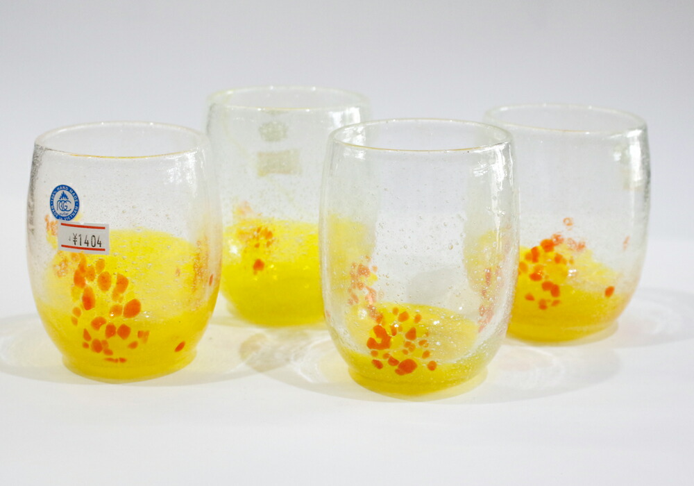 楽天市場 手作り 琉球ガラス 泡花見グラス イエロー4個セット 送料無料 宅急便 Festival Express 楽天市場 手作り 琉球ガラス 泡花見グラス イエロー4個セット 送料無料 宅急便 Festival Express