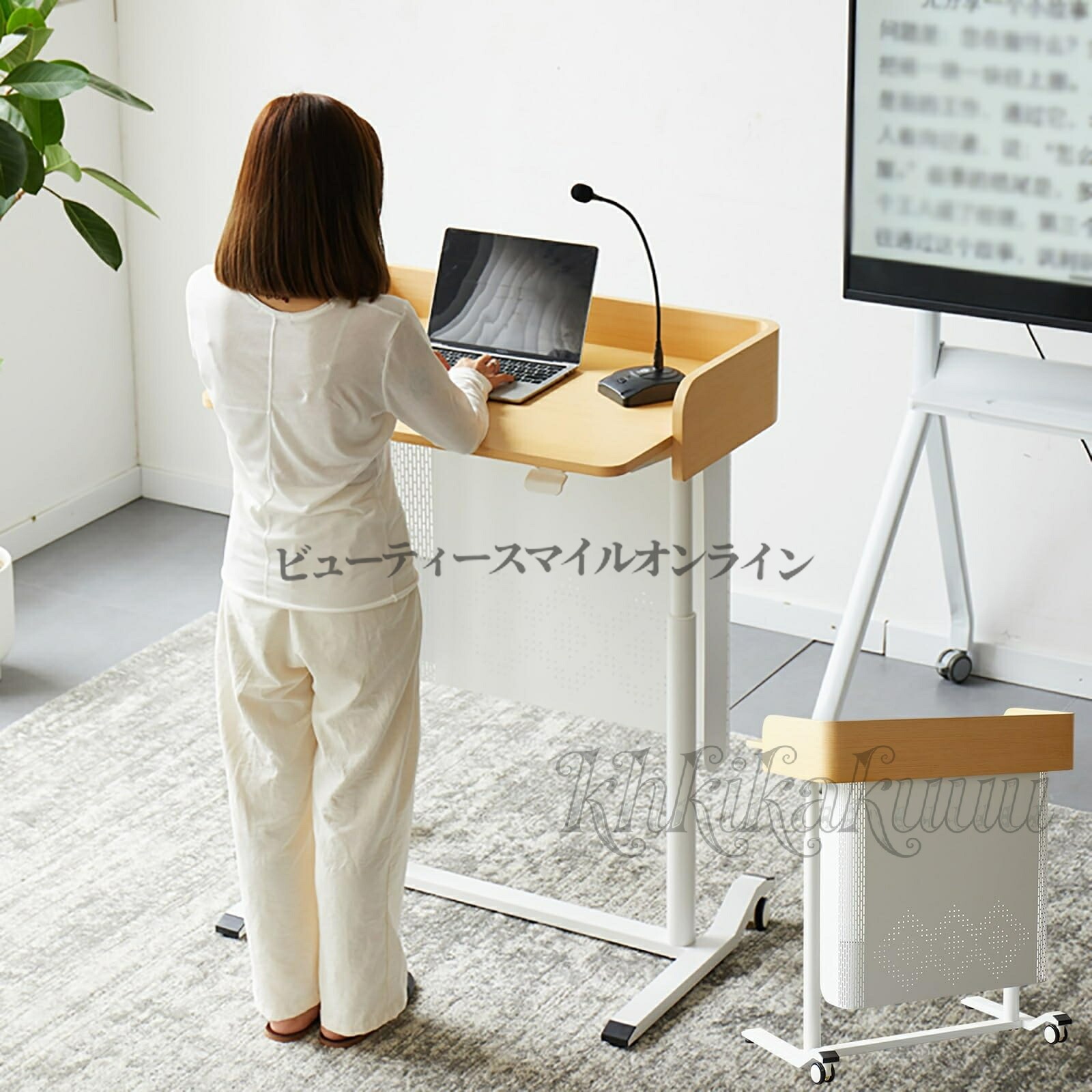 木製 可動式スピーチテーブル 360度ユニバーサルホイール 移動簡単 表彰台 演説台 講演台 司会台 省スペース 組み立て簡単 体育館 イベント会場 ウェルカムデスク バッフルデザイン 高級感溢れる 多機能 安定性抜群 プレゼンテーション 式典|FFCHEER店